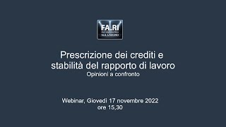 Prescrizione dei crediti e stabilità del rapporto di lavoro [upl. by Collins]