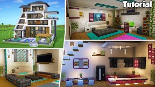 Minecraft Modern House 50 Interior Tutorial  How to Build  💡Material List in Description [upl. by Nosauq]