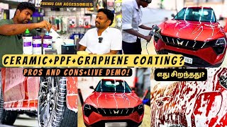 Ceramic vs PPF vs Graphene Coating  என்ன வித்தியாசம் பண்றது wortha  Full DemoTamiltalksjunction [upl. by Nikki]