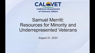 CalTAP  Samuel Merritt University Resources for Minority and Underrepresented Veterans  083123 [upl. by Cameron]