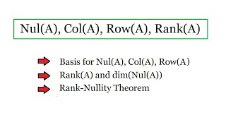 Nullspace Column Space and Rank [upl. by Esinel]