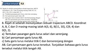 Latihan Intensif 72 No 8  Bab 7 Geometri koordinat  72 Garis Lurus Selari dan Serenjang [upl. by Enitsud]