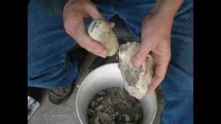 Knapping a biface using a moose antler billet [upl. by Llenyaj]