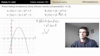 Zad 14 Funkcja kwadratowa  zbiór wartości trening do matury [upl. by Aicinad193]