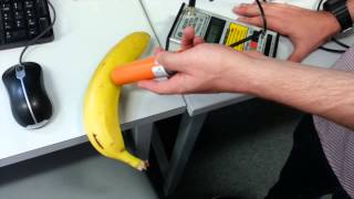 Radiation from a banana measured using a Geiger counter [upl. by Aienahs]