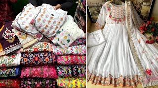 Eid special ready gownNayracut party wear dress collection 2024  রেডিমেড নায়রাকাটথ্রিপিস গাউন [upl. by Ahsimit]