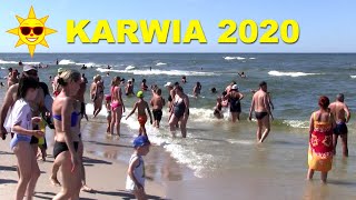 Karwia plaża 2020 słońce fale i tłumy ludzi [upl. by Ttirb]