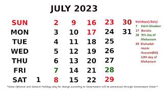 July Calendar 2023 [upl. by Adihaj932]