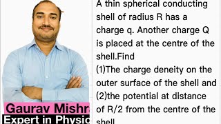 A thin spherical conducting shell of radius R has a charge qA point charge Q placed centre of shell [upl. by Hadley]