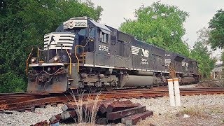 NS SD70 Spartan Cab 2552 leads E25 Lite Engine across the diamond [upl. by Gery464]