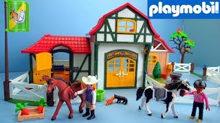 PLAYMOBIL 6926 Horse Farm Toy Unboxing and Playing  Playmobil Country Paardrijclub [upl. by Gadmann911]