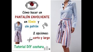 Pantalón Envolvente Fácil Wrap pants Tutorial DIY [upl. by Natassia]