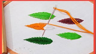 5 types of leaf filling Stitches for beginners🔥🌿 Easy and Simple Stitches [upl. by Eineg14]