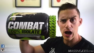 MusclePharm Combat 100 Isolate Protein Powder Supplement Review  MassiveJoescom Raw Review [upl. by Eimarrej]