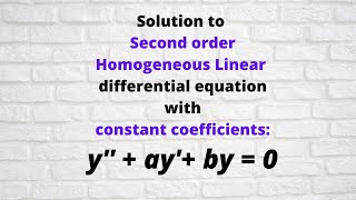 Session 19 Second order Homogeneous Linear differential equation with constant coefficients [upl. by Knowland]