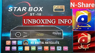 STAR BOX ST 10 HD RECEIVER UNBOXING  NASHARE SERVER FREE  wifi belton [upl. by Atnas]