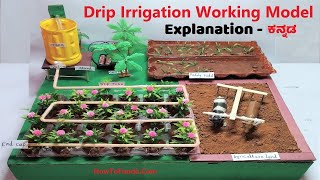 drip irrigation working model explanation in kannada  howtofunda [upl. by Ylehsa]