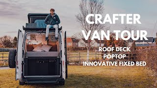 2 STOREY Crafter Van Tour w INNOVATIVE FULL SIZED bed amp ROOF DECK CHAIRS  Our biggest amp best yet [upl. by Urban545]