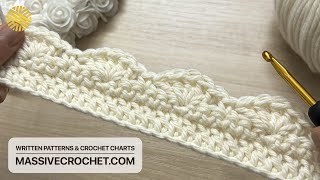 SUPER EASY Crochet Border Pattern for Beginners 🤍👌🏻 PRETTY Crochet Edging for Blanket and Jersey [upl. by Alby764]