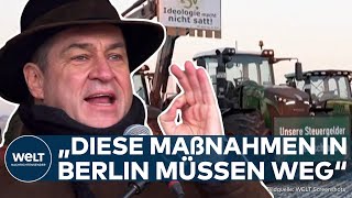 BAUERNPROTESTE NÜRNBERG quotEhrenpräsident Bauernverbandquot Markus Söder bester Freund der Landwirte [upl. by Costanzia]