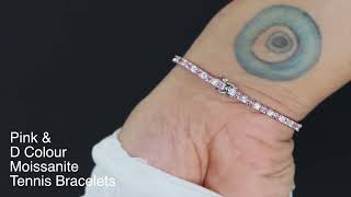 Pink Moissanite Tennis bracelet  Pink Diamond Tennis bracelet  Pink Lab Diamond Tennis bracelet [upl. by Nod]