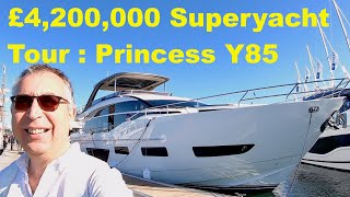 £4200000 Superyacht Tour  Princess Y85 [upl. by Aihsekan]