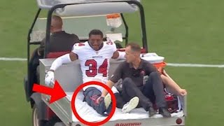 Bryce Hall injury 🔴 Bryce Hall carted off field with serious leg injury Josh Hayes injured in Week 1 [upl. by Simmie]