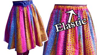 Gathered Skirt With Elastic Waistband From Scratch DIY [upl. by Worra457]