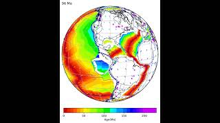 Plate motions and age of the ocean crust with agecoded porphyry coppergold deposits overlain [upl. by Nnor57]