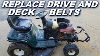 How to replace both drive and deck belts on a Craftsman riding mower [upl. by Ilyk243]