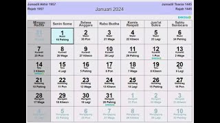 Kalender Jawa Januari 2024 Lengkap Hari Baik [upl. by Tjader833]