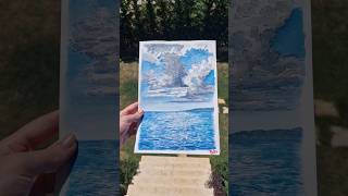 Watercolor cloudy seascape painting process [upl. by Nnalyrehc]