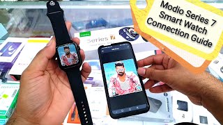 Modio T100 Plus Smart Watch Series 7  Unboxing amp Connection Guide  Changing Custom Wallpaper [upl. by Entroc]