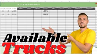 Free AVAILABLE TRUCKS spreadsheet for dispatchers and carriers [upl. by Krock55]