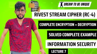 RC4 Cipher  Complete Example Solved  Encryption  Decryption  Lecture 7 [upl. by Yenaj]