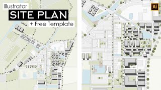 How to Render Site Plan Architecture  Illustrator  Template [upl. by Brechtel305]