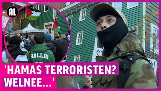 Agressieve proPalestina demonstrant scheldt PowNedploeg uit [upl. by Patricio]