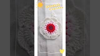 Easy crochet flower coaster tutorial ENG CC [upl. by Ynohtnael]