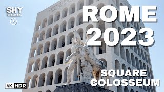 Square ColosseumRome Italy 2023 🇮🇹  4K HDR Walking Tour 60fps [upl. by Ronen234]