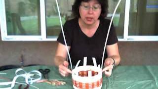 Basket Weaving Video 16  Cutting and Tucking the spokes and Forming the Handle [upl. by Aksel]