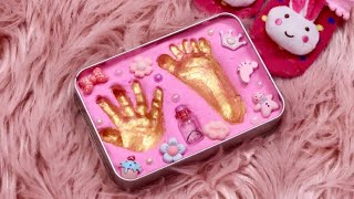 DIY Our baby’s Footprint and handprint with clay  DIY Baby Footprint 👣 kit [upl. by Aisena]