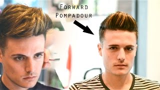 Mens Haircut amp Hairstyle  Forward Pompadour  Slick Quiff  Business Casual [upl. by Ranitta]