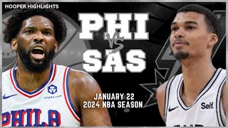 San Antonio Spurs vs Philadelphia 76ers Full Game Highlights  Jan 22  2024 NBA Season [upl. by Gilly]