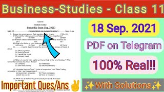 PSEB Class 11th BusinessStudies 18 Sep 2021 Exam Sample Paper॥✨100 Real Sample✨॥PSEB STUDY HALL [upl. by Mlehliw]