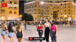 🇬🇷BEAUTIFUL GREEK WOMEN FROM THESSALONIKI  ARISTOTELOUS SQUARE WALKING TOUR  GREECE 2022🔥❤️‍🔥 [upl. by Almap365]