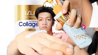 Azla collagen whitening body lotion moisturizing firming skin ng man at work [upl. by Ahkeber357]