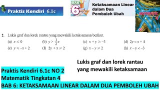 KSSM Matematik Tingkatan 4 Bab 6 praktis kendiri 61c no2 Ketaksamaan Linear dalam Dua Pemboleh Ubah [upl. by Risa]