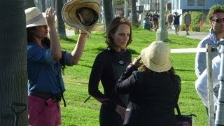 Helen Hunt and Luke Wilson filming the new movie quotRidequot in Marina Del Rey  Venice Beach [upl. by Oznarol]