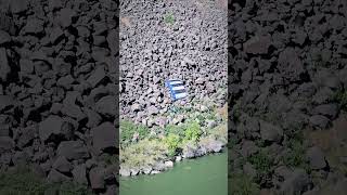 Guy base jumps off the Perrine Memorial Bridge in Twin Falls Idaho with an inflatable boat [upl. by Attelocin]