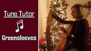 HARP TUTORIAL  Greensleeves What Child is This PLUS Sheet music [upl. by Burra]